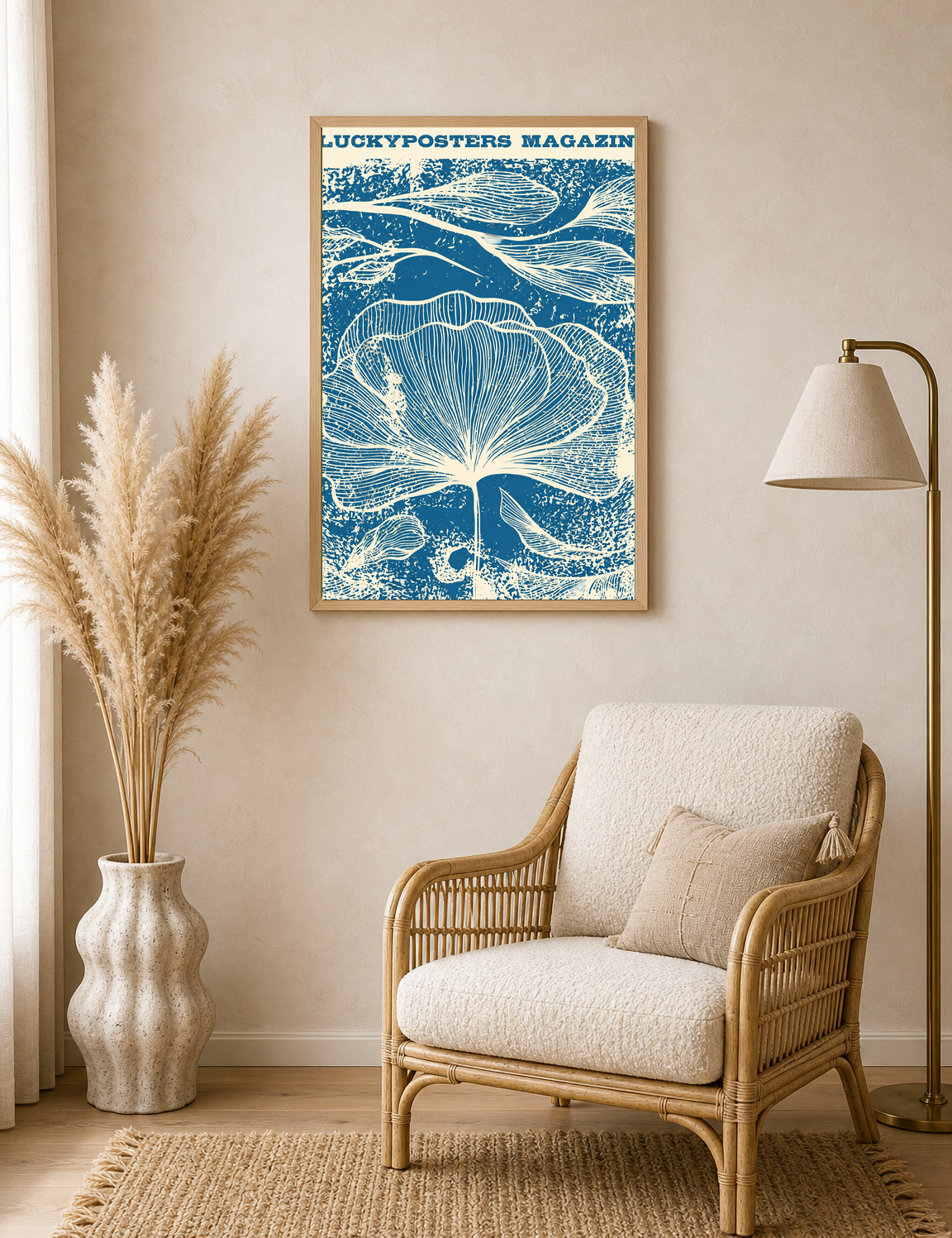 Blue Botanical Magazine Cover Wall Art Print - wood framed poster