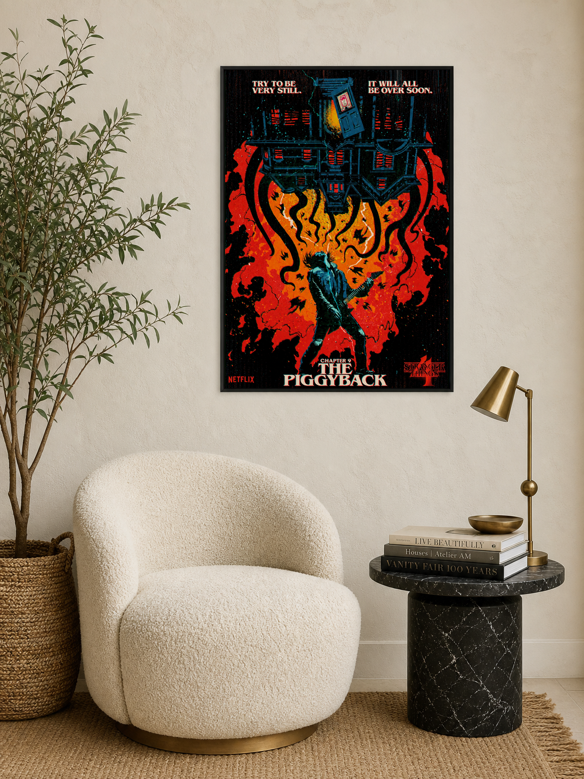The Piggyback Wall Art Print Poster Style Illustration - black framed