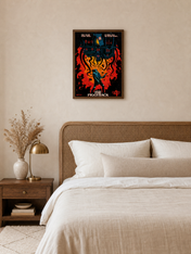 The Piggyback Wall Art Print Poster Style Illustration - dark wood framed