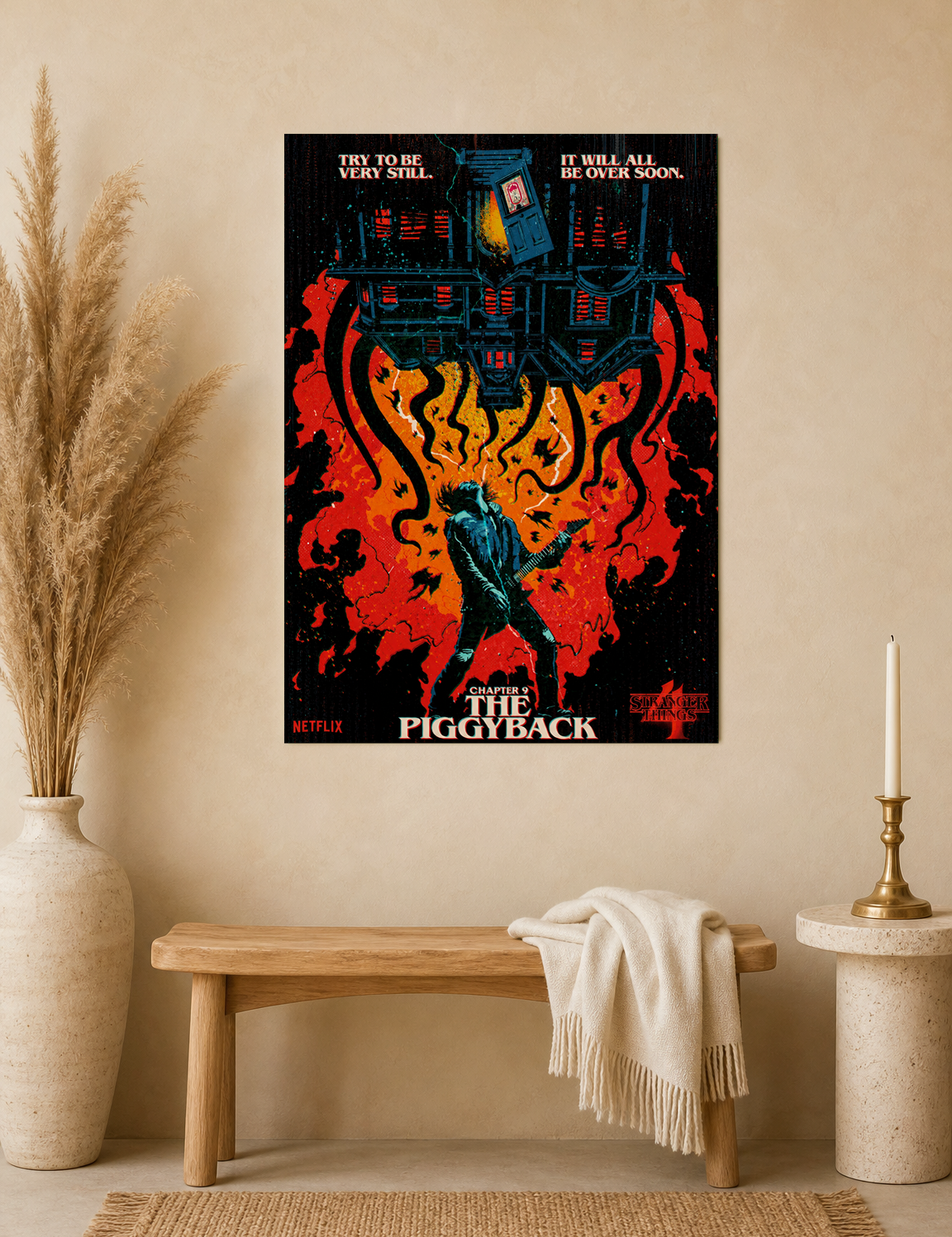 The Piggyback Wall Art Print Poster Style Illustration - unframed mockup
