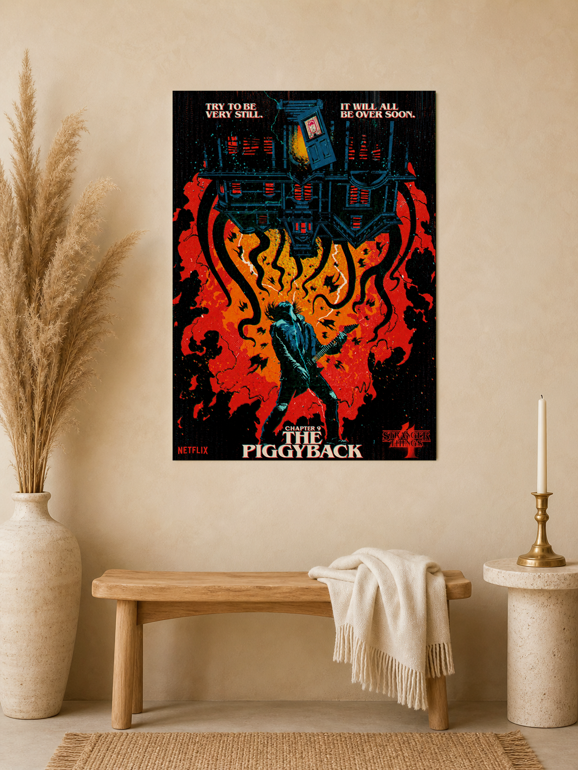 The Piggyback Wall Art Print Poster Style Illustration - unframed mockup