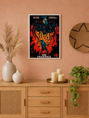 The Piggyback Wall Art Print Poster Style Illustration - white framed