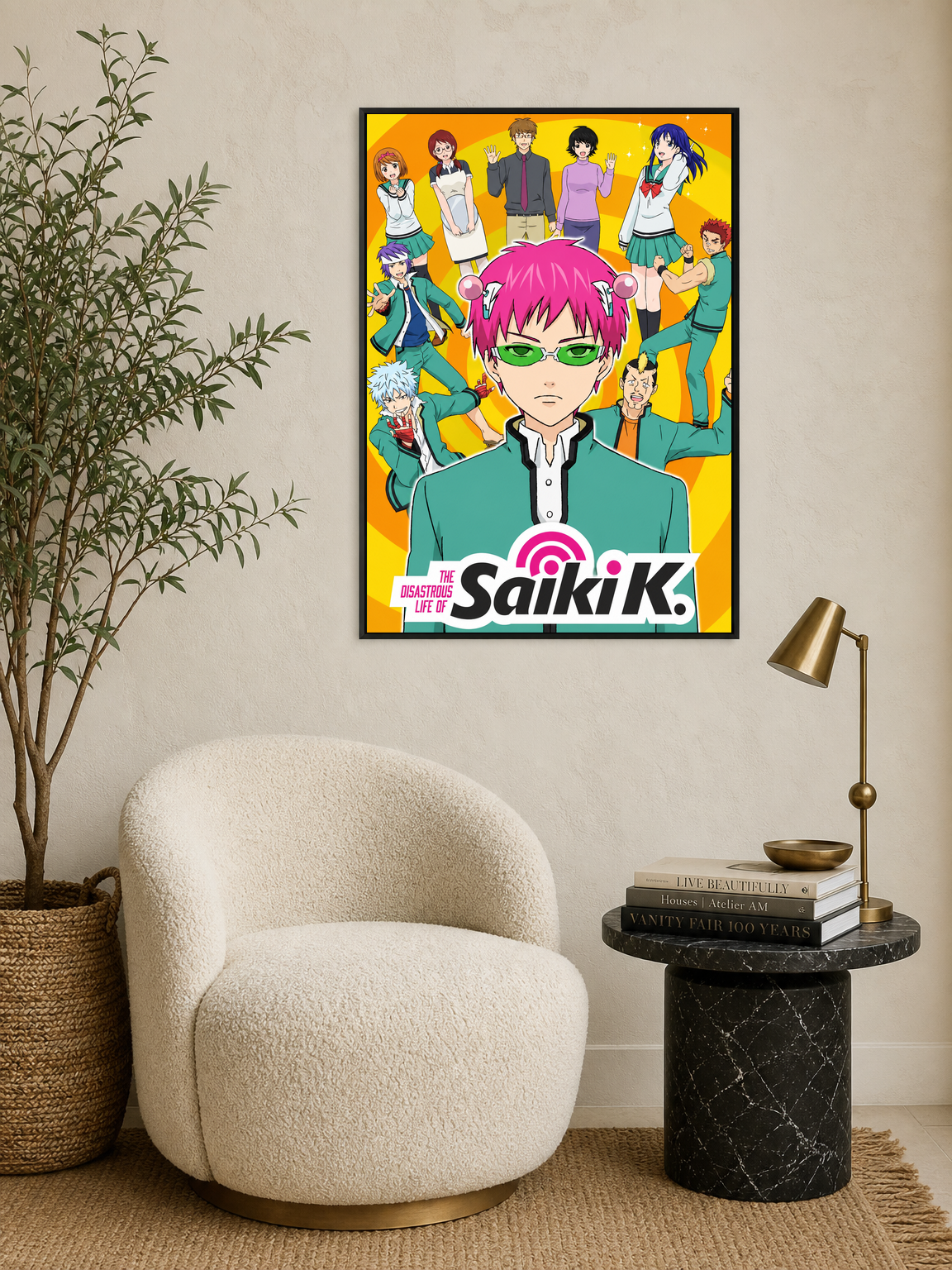 The Disastrous Life of Saiki K Wall Art Print - black framed