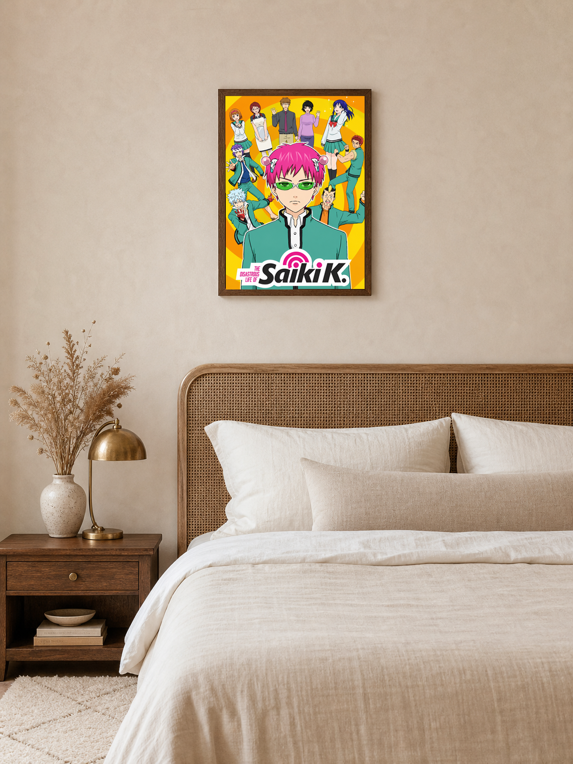 The Disastrous Life of Saiki K Wall Art Print - dark wood framed