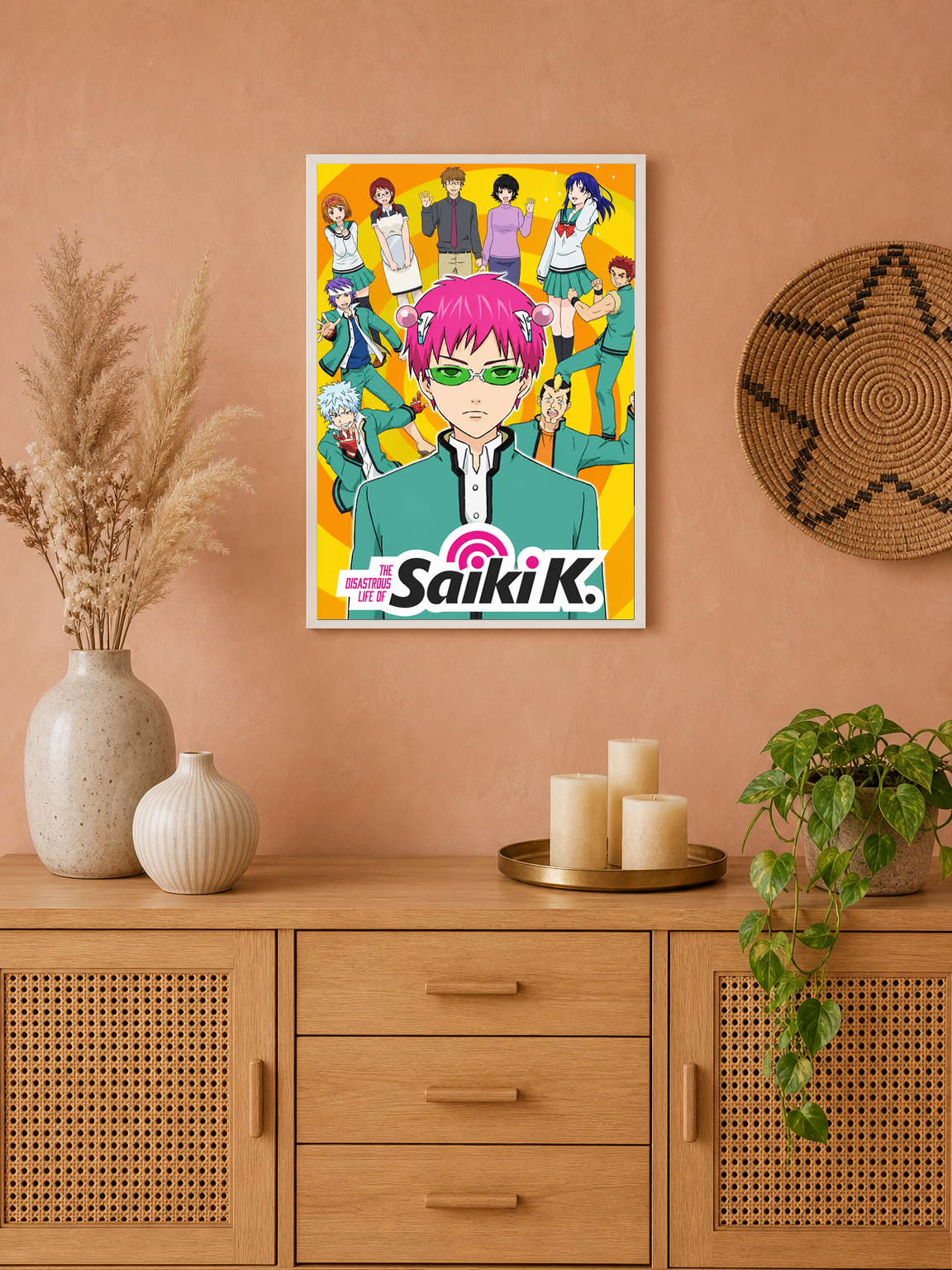 The Disastrous Life of Saiki K Wall Art Print - white framed