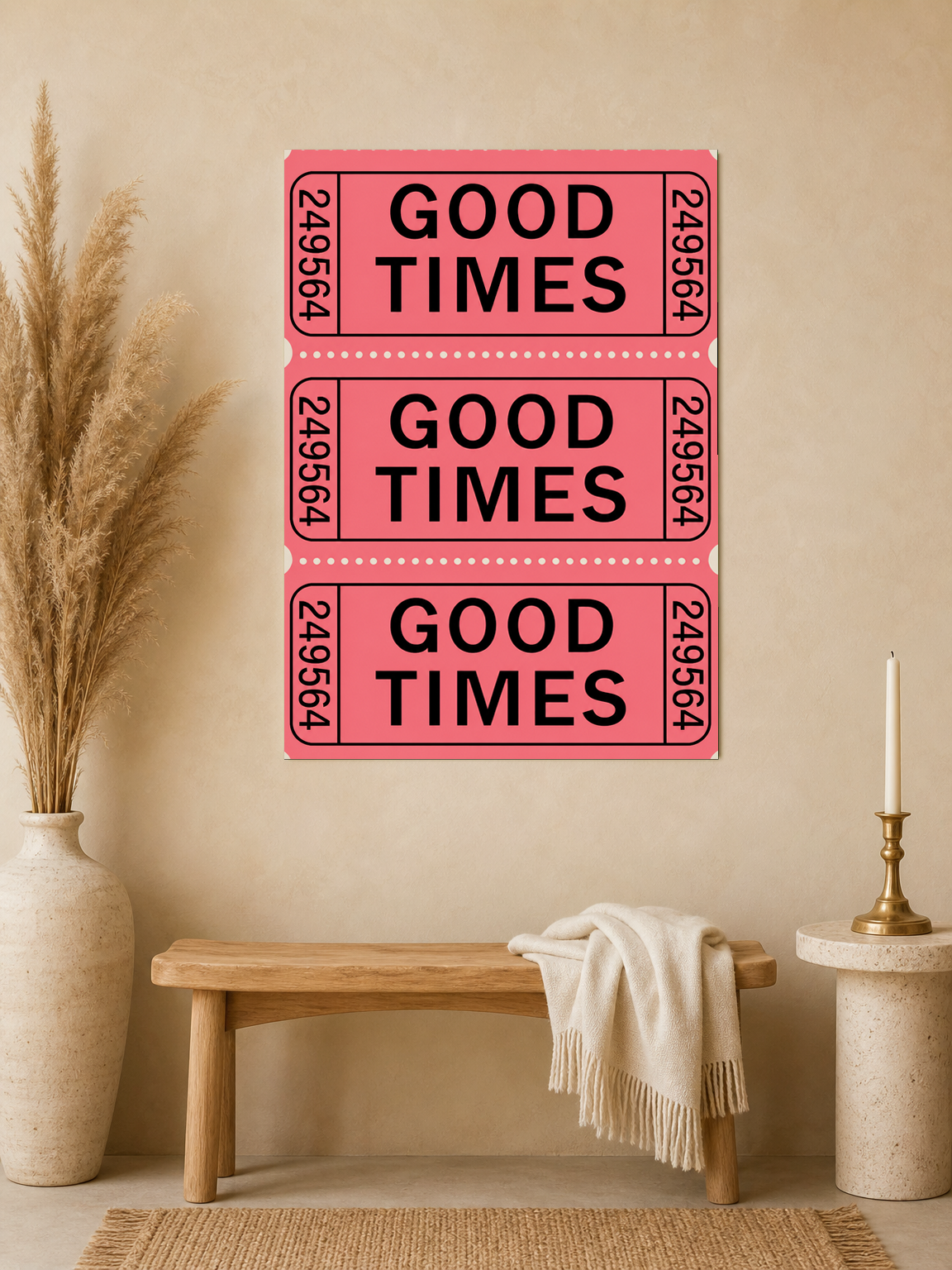 Good Times Retro Ticket Wall Art Print - unframed mockup