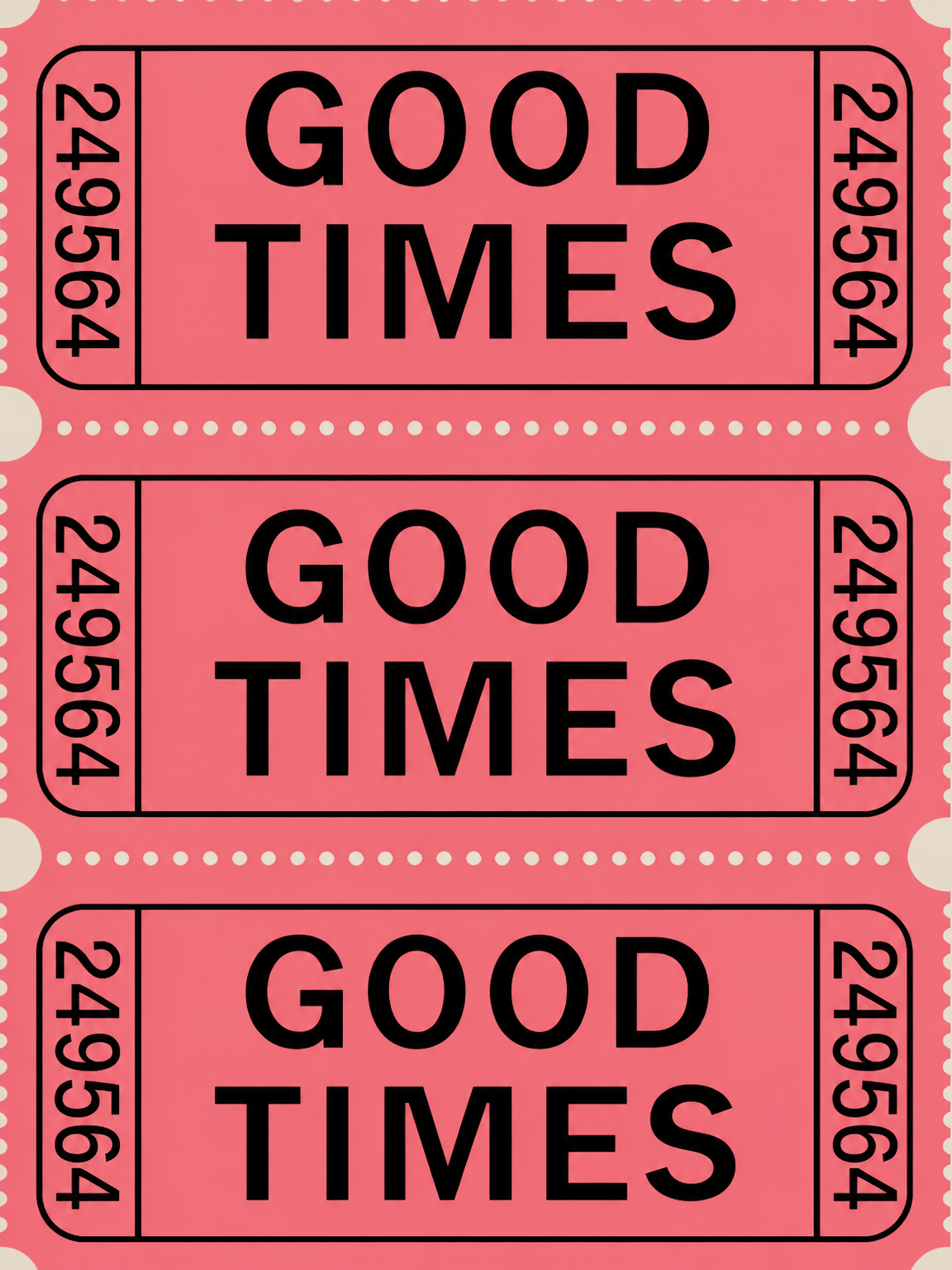 Good Times Retro Ticket Wall Art Print - unframed