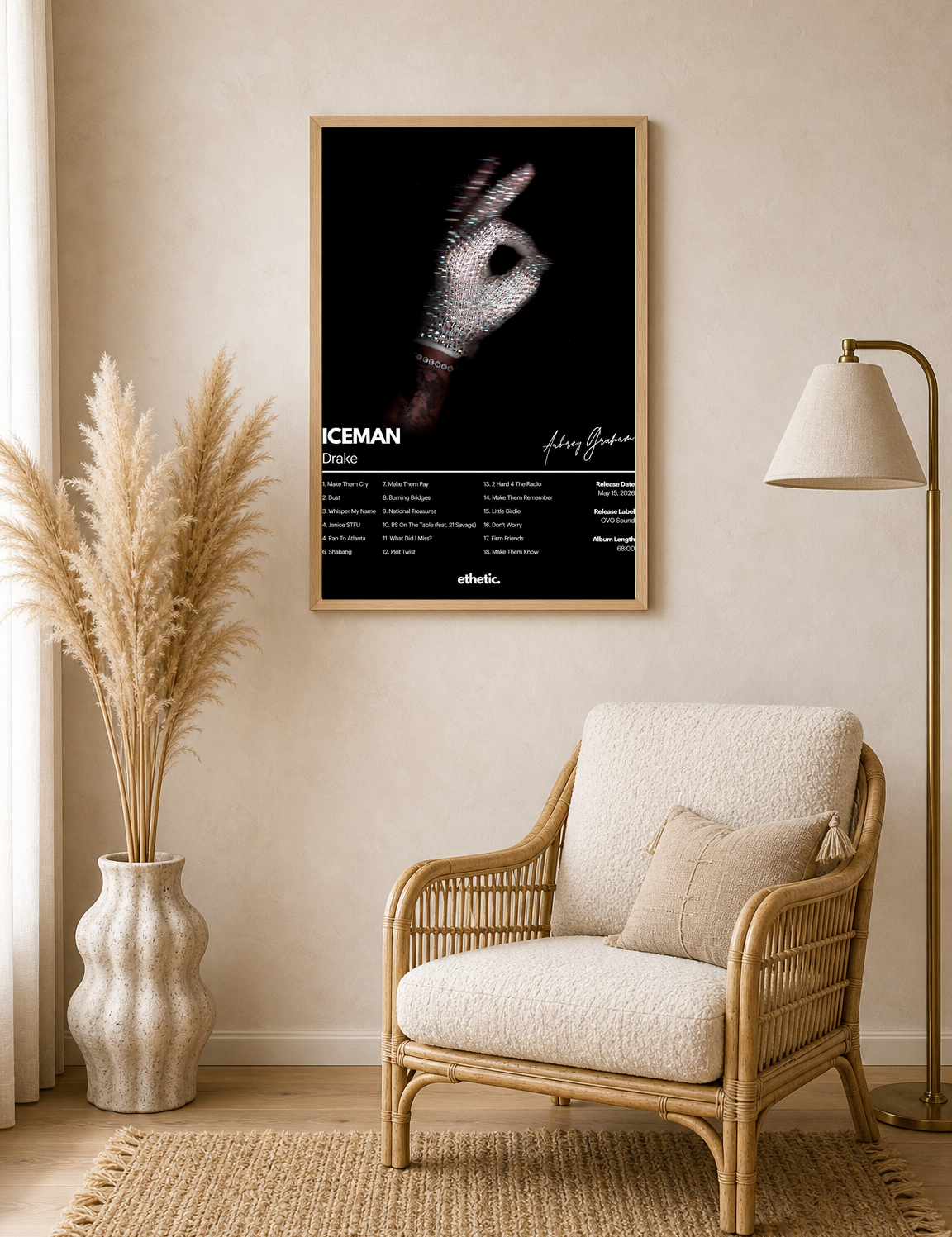 Iceman Diamond Hand Wall Art Print - wood framed poster
