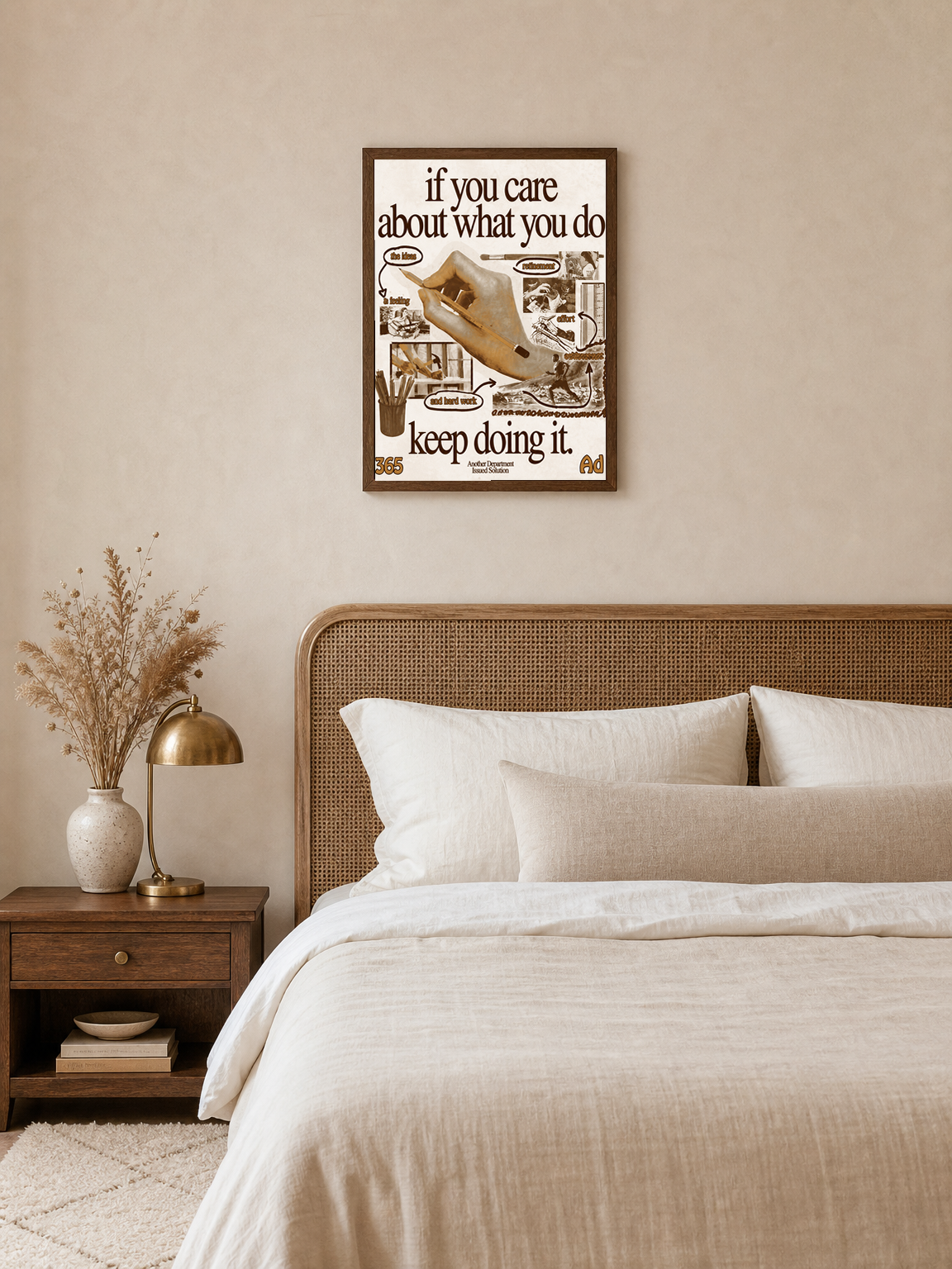 Motivational Creative Process Wall Art Print - dark wood framed