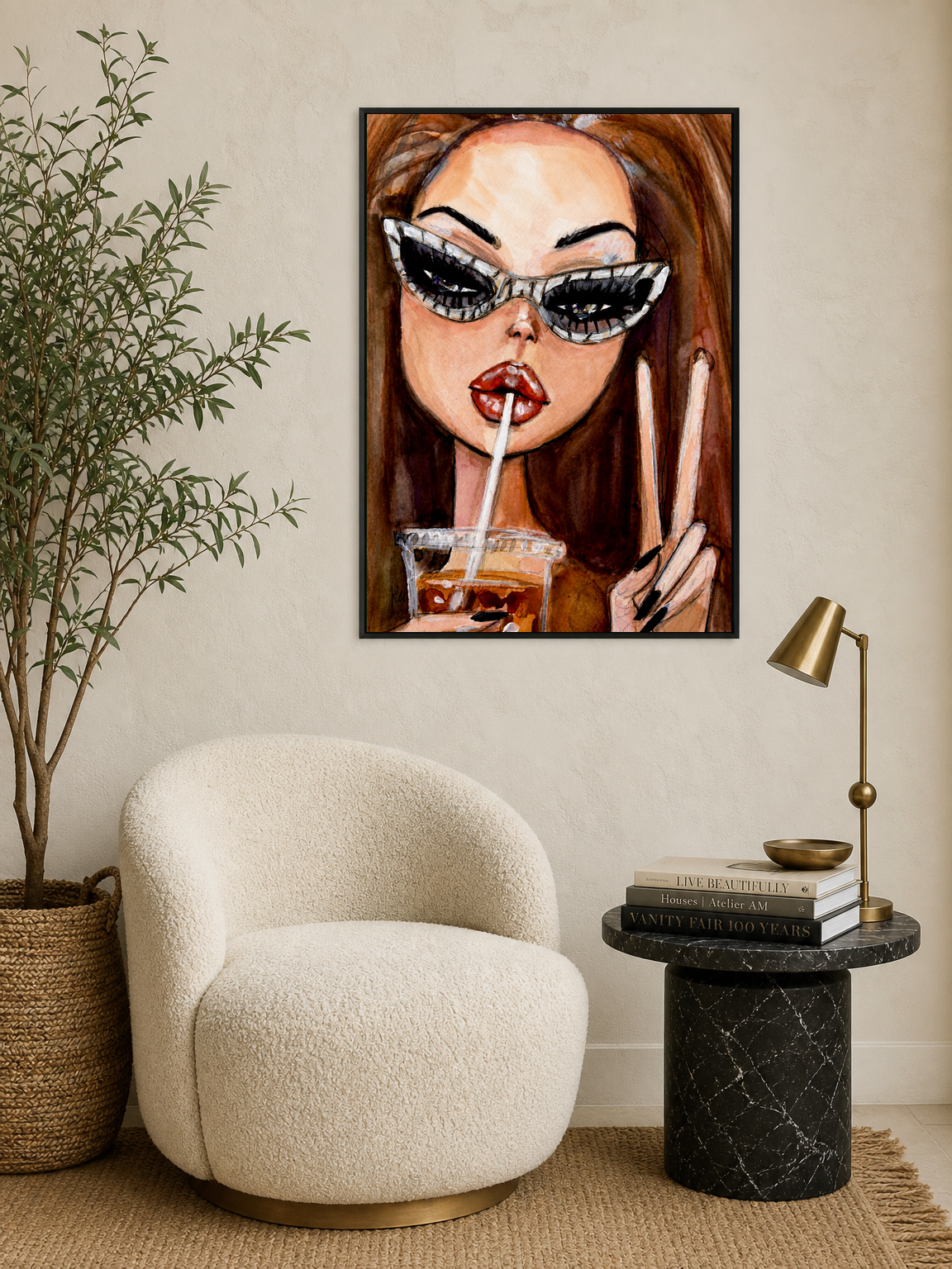 Sassy Girl Soda Pop Wall Art Print - black framed