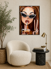Sassy Girl Soda Pop Wall Art Print - black framed
