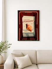 Traditional French Croissant Wall Art Print - black framed