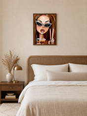 Sassy Girl Soda Pop Wall Art Print - dark wood framed