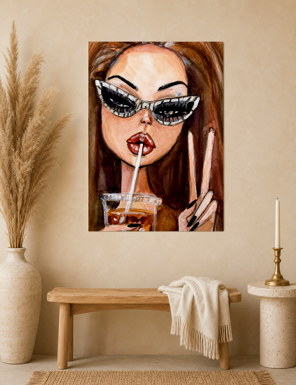 Sassy Girl Soda Pop Wall Art Print - unframed mockup