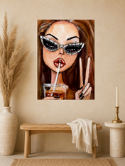Sassy Girl Soda Pop Wall Art Print - unframed mockup