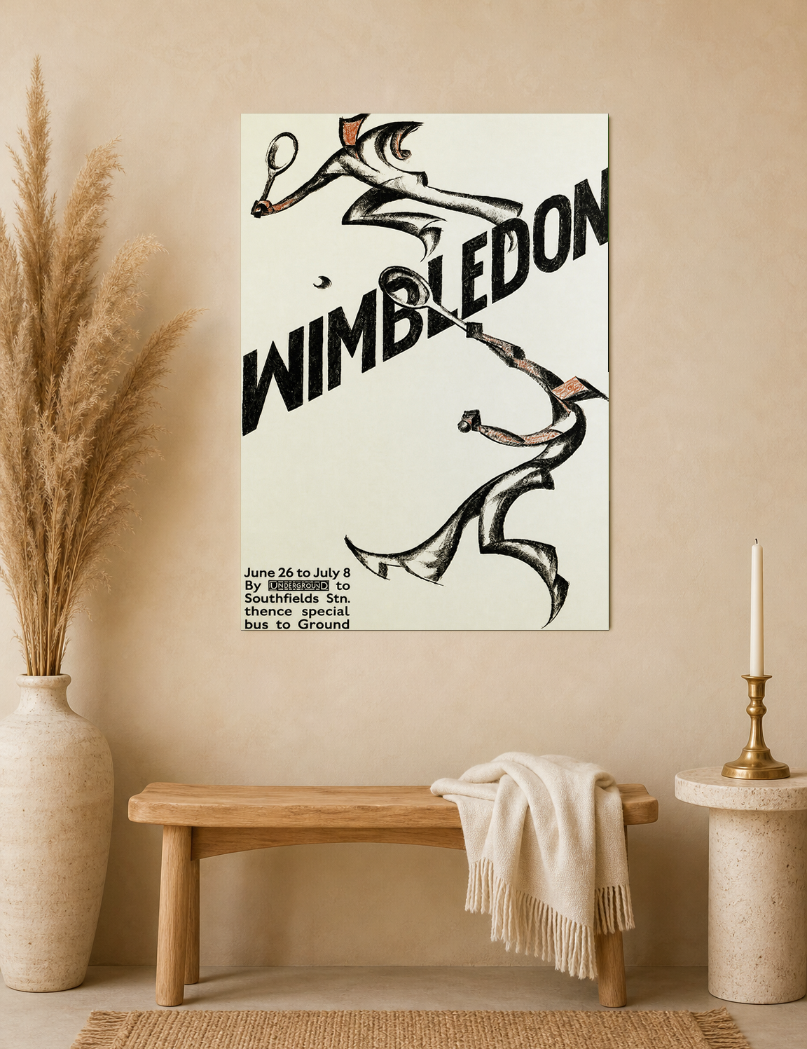 Vintage Wimbledon Tennis Poster Wall Art Print - unframed mockup