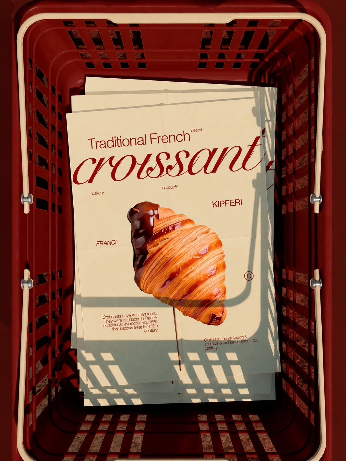 Traditional French Croissant Wall Art Print - unframed