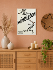 Vintage Wimbledon Tennis Poster Wall Art Print - white framed