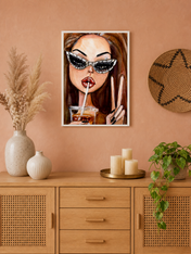Sassy Girl Soda Pop Wall Art Print - white framed