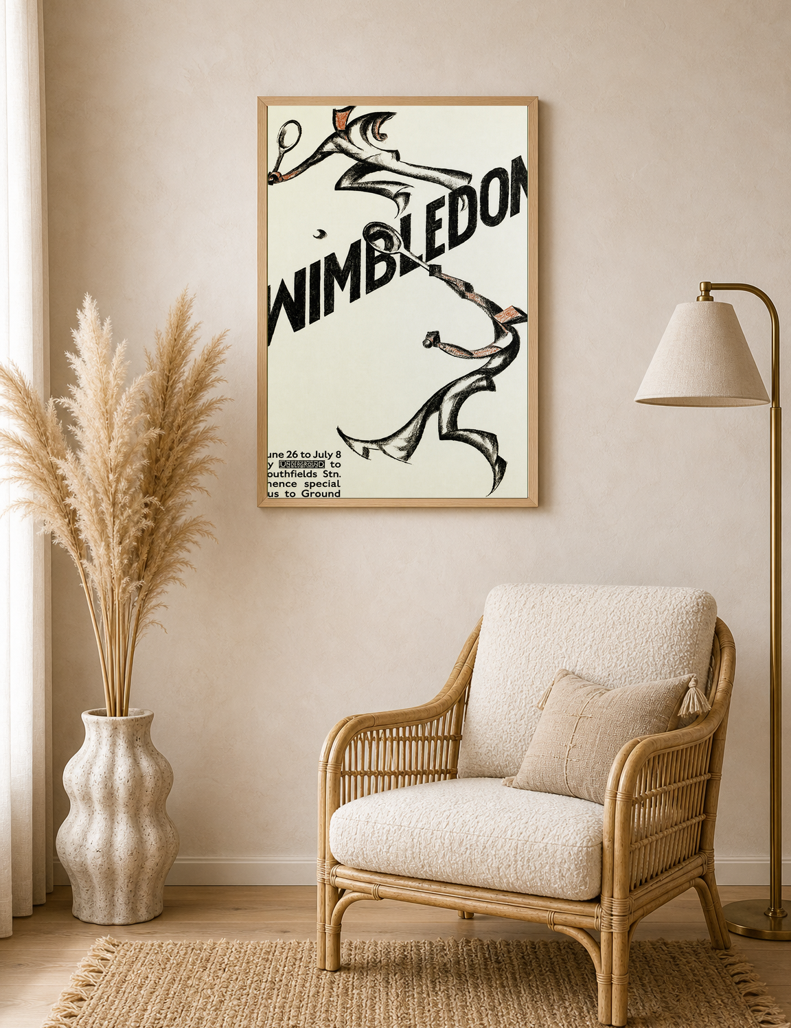 Vintage Wimbledon Tennis Poster Wall Art Print - wood framed poster
