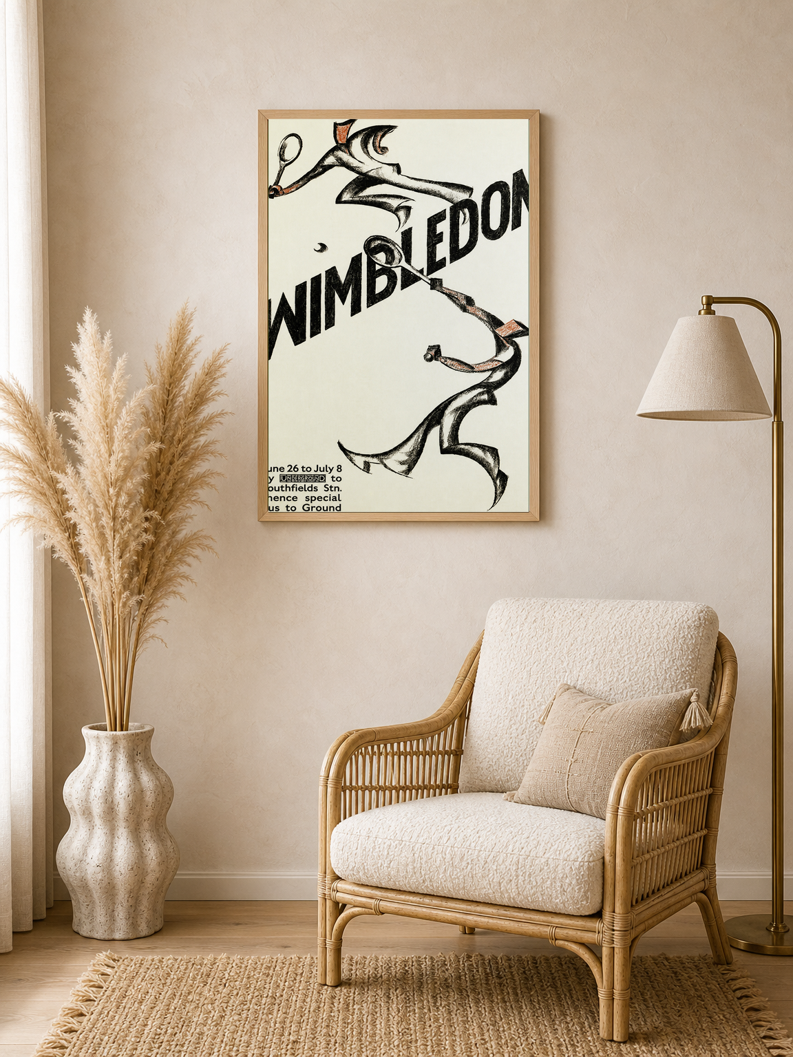 Vintage Wimbledon Tennis Poster Wall Art Print - wood framed poster