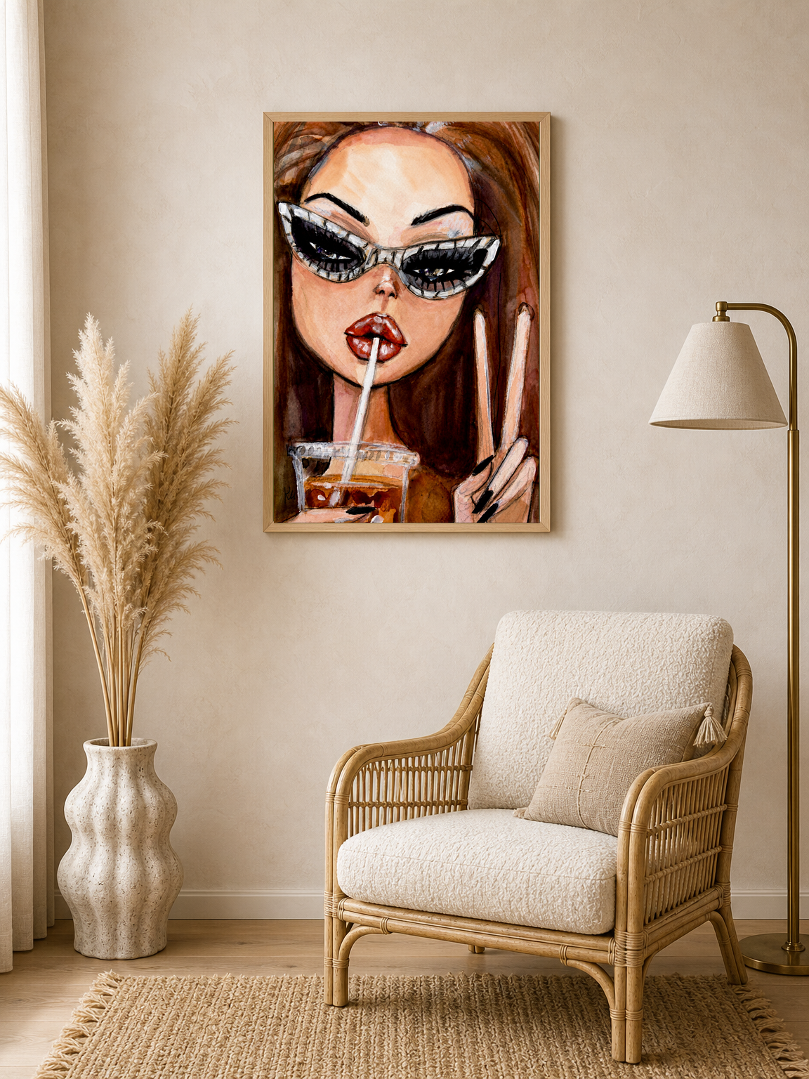 Sassy Girl Soda Pop Wall Art Print - wood framed poster