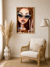 Sassy Girl Soda Pop Wall Art Print - wood framed poster