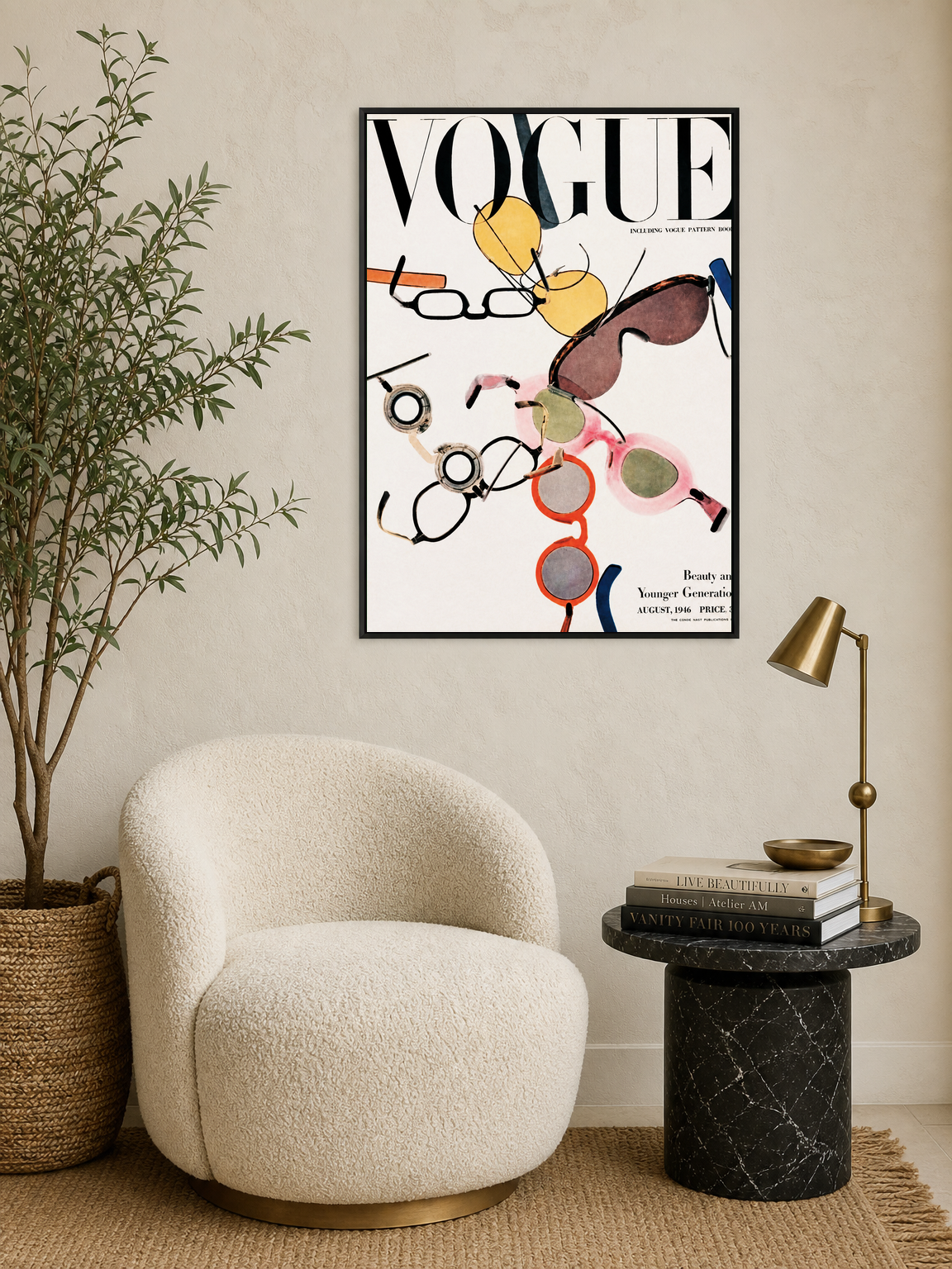 Colorful Vogue Glasses Cover Wall Art Print - black framed