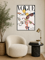 Colorful Vogue Glasses Cover Wall Art Print - black framed