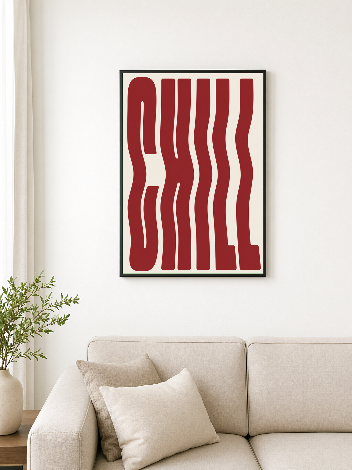 Chill Wavy Typography Wall Art Print - black framed