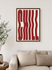 Chill Wavy Typography Wall Art Print - dark wood framed