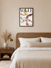 Colorful Vogue Glasses Cover Wall Art Print - dark wood framed