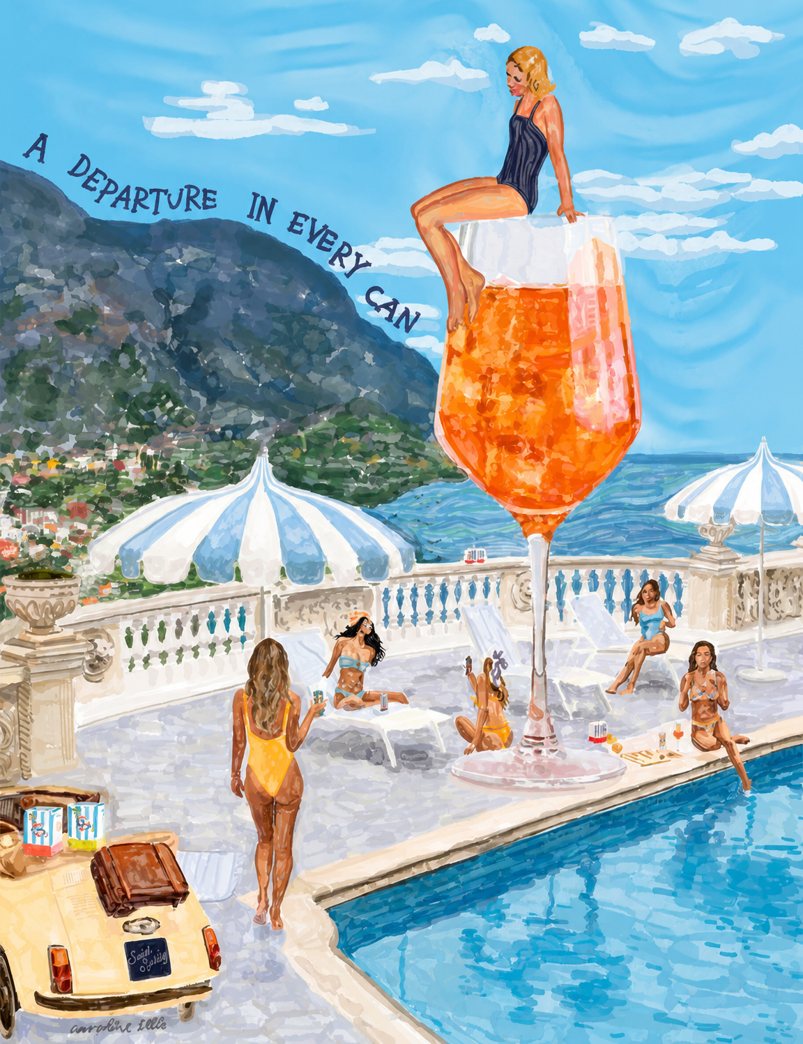Amalfi Poolside Spritz Wall Art Print - unframed