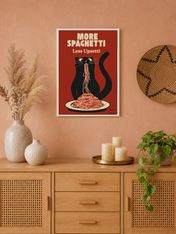 More Spaghetti Less Upsetti Cat Wall Art Print - white framed