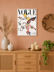 Colorful Vogue Glasses Cover Wall Art Print - white framed