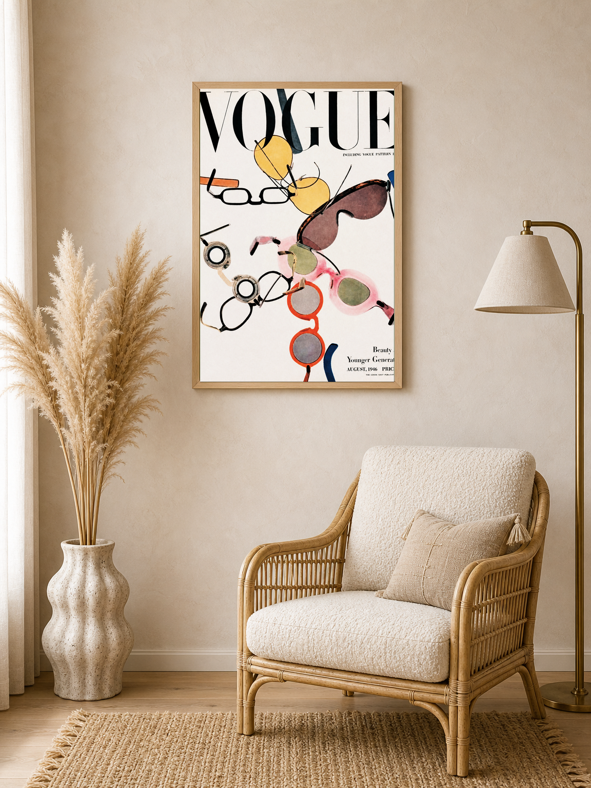 Colorful Vogue Glasses Cover Wall Art Print - wood framed poster