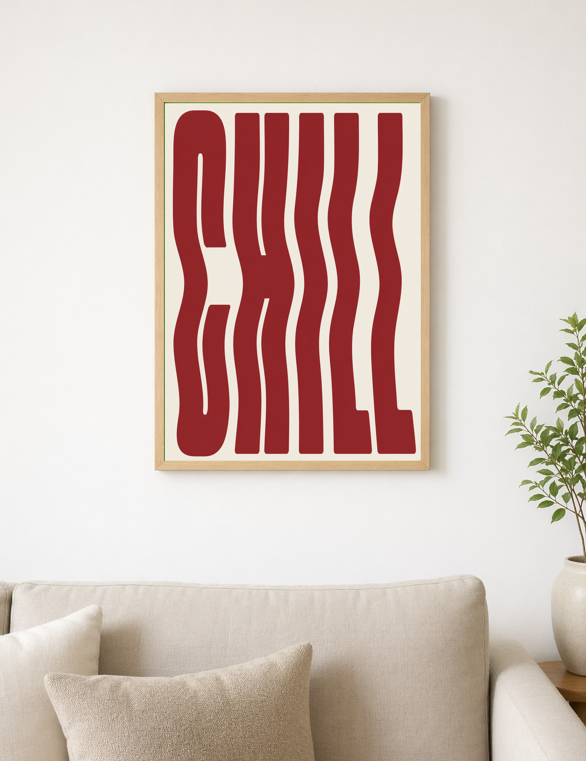 Chill Wavy Typography Wall Art Print - wood framed poster