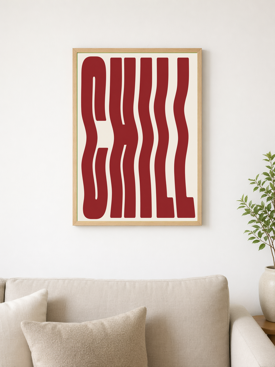 Chill Wavy Typography Wall Art Print - wood framed poster