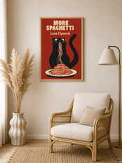 More Spaghetti Less Upsetti Cat Wall Art Print - wood framed poster