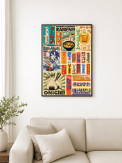 Retro Japanese Snack Poster Wall Art Print - black framed