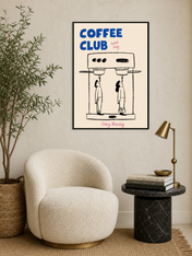 Coffee Club Served Daily Wall Art Print - black framed