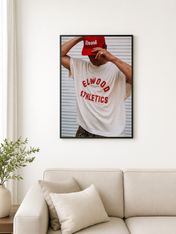 Elwood Athletics Red Cap Wall Art Print - black framed