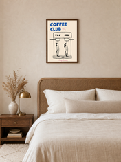 Coffee Club Served Daily Wall Art Print - dark wood framed