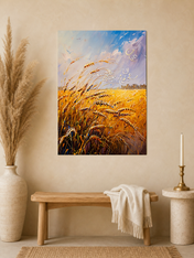 Golden Wheat Field Islamic Calligraphy Wall Art Print - unframed mockup