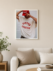 Elwood Athletics Red Cap Wall Art Print - white framed