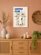 Coffee Club Served Daily Wall Art Print - white framed