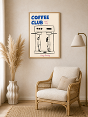 Coffee Club Served Daily Wall Art Print - wood framed poster