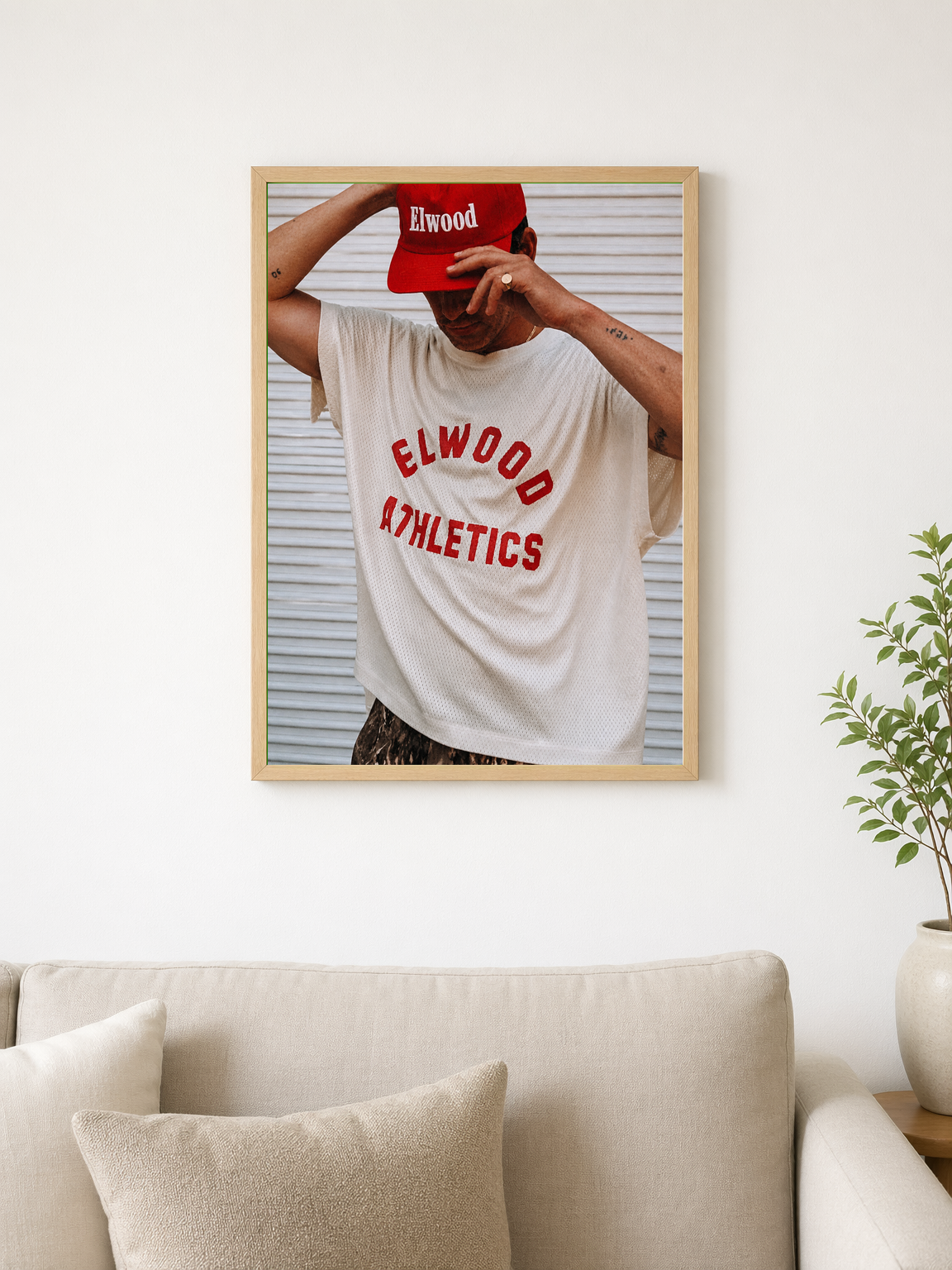 Elwood Athletics Red Cap Wall Art Print - wood framed poster