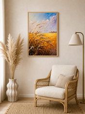 Golden Wheat Field Islamic Calligraphy Wall Art Print - wood framed poster