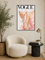 Elegant Vogue Champagne Wall Art Print - black framed